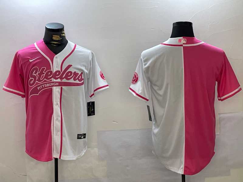 Men%27s Pittsburgh Steelers Blank 2024 Arctic Red White Salute To Service Stitched Baseball Jersey